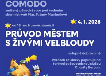 Tříkrálový koncert Comodo a průvod městem s živými velbloudy